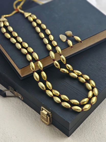 Anti-Tarnish Gold-Toned Aishwarya Rupa Long Beaded Necklace Set