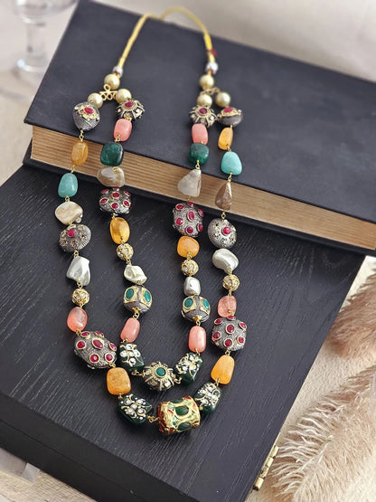 Soraya Mother Of Pearl And Quartz Necklace Set