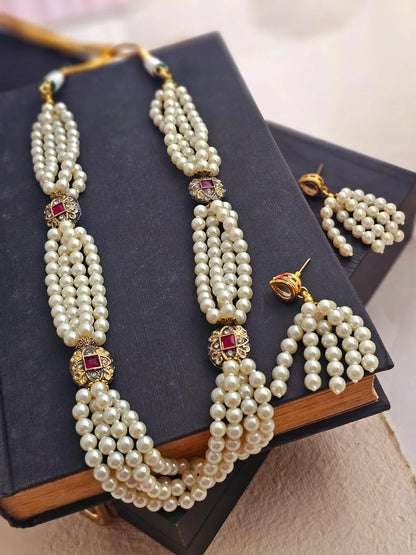 Anaya Grace Pearl And Quartz Necklace Set