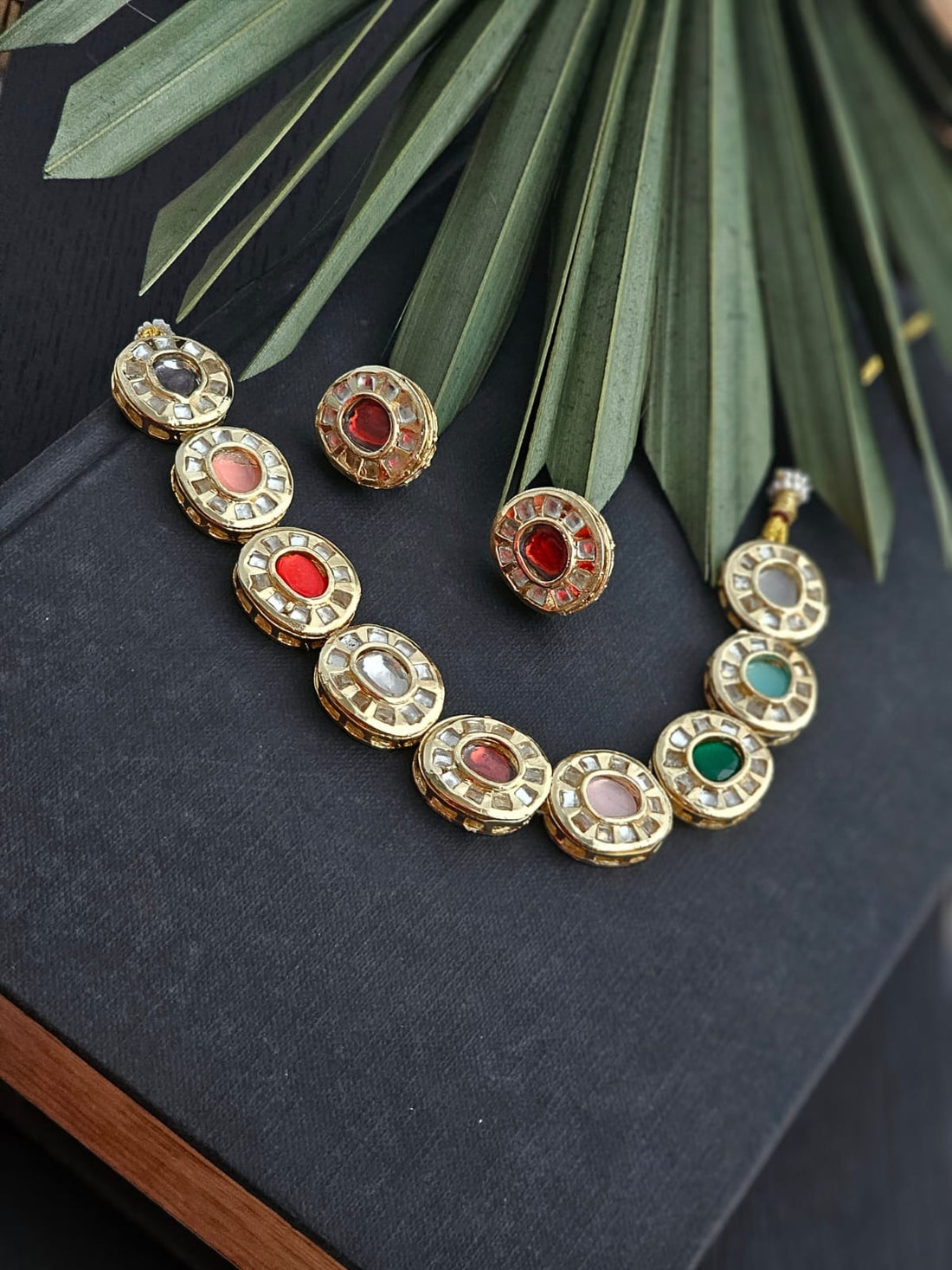 Gemora Enamel Kundan Necklace Set