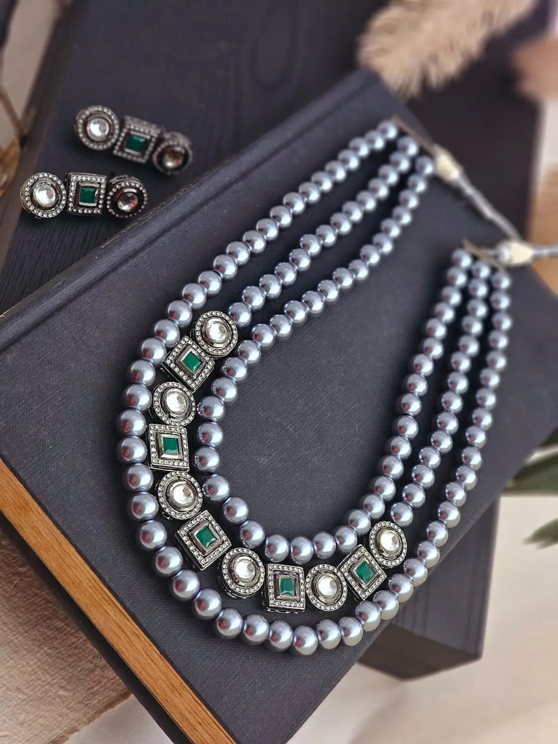 Shubi Tri-Strand Majestic Pearl Necklace Set