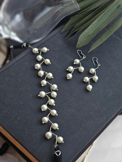 Serenella Wave Luxe Elegance White Pearl Jewelry Set