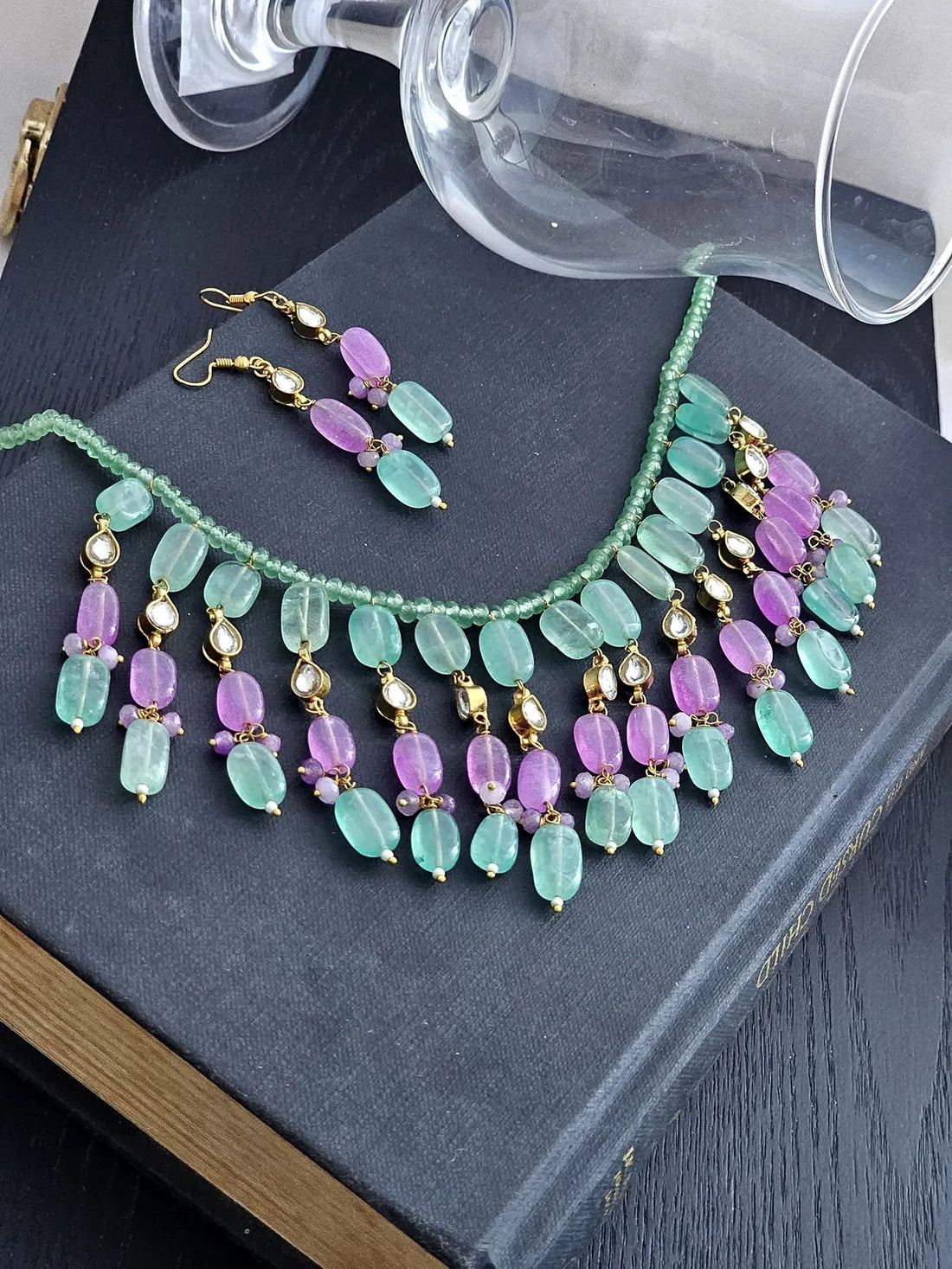 Jade Quartz Stone Layered Necklace Set