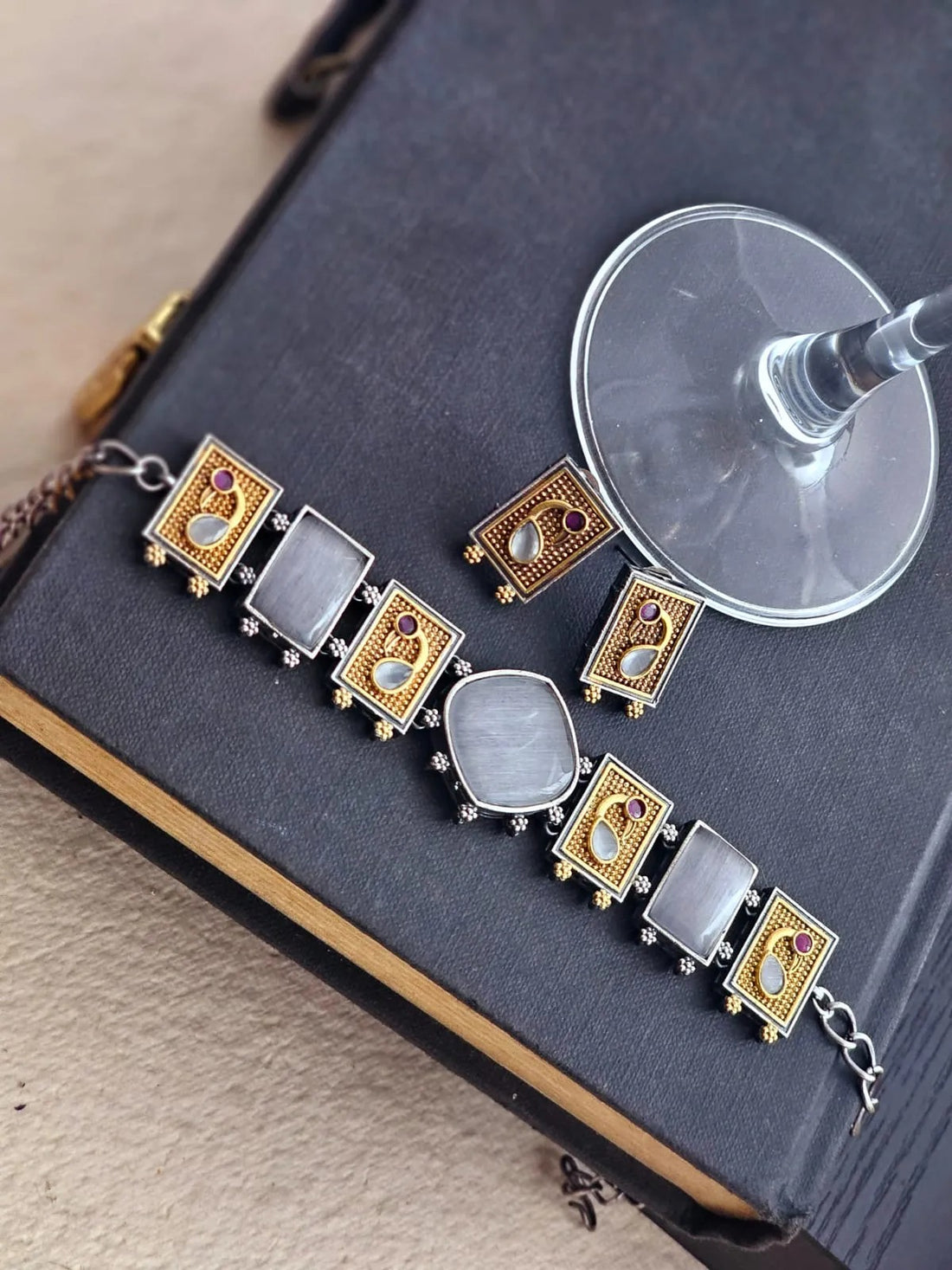 Amaya Exquisite German Silver Ornate Choker Set