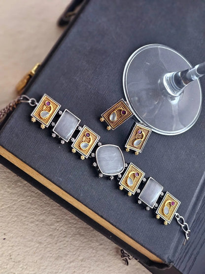 Amaya Exquisite German Silver Ornate Choker Set