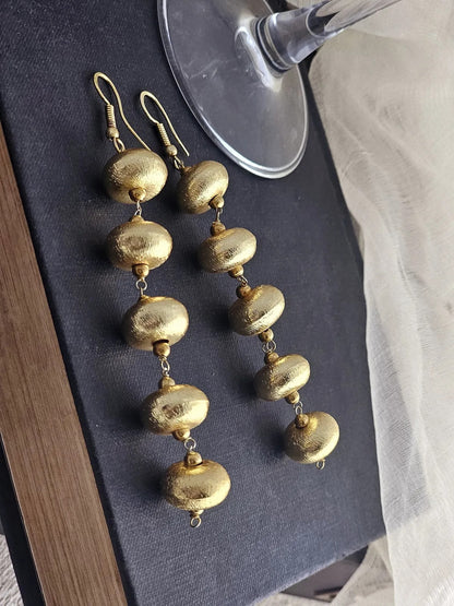 Sona Ratan Gold Ball Drop Earrings With Anti-Tarnish Finish