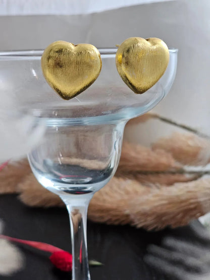 Hridaya Rupa Lustrous Gold-Polished Heart Earrings
