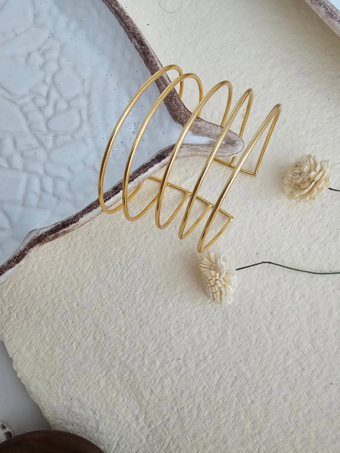 Tanvi Gold-Toned Anti-Tarnish Elegant Handcuff Bracelet