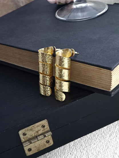 Rhea Anti-Tarnish Golden Swirl Earrings