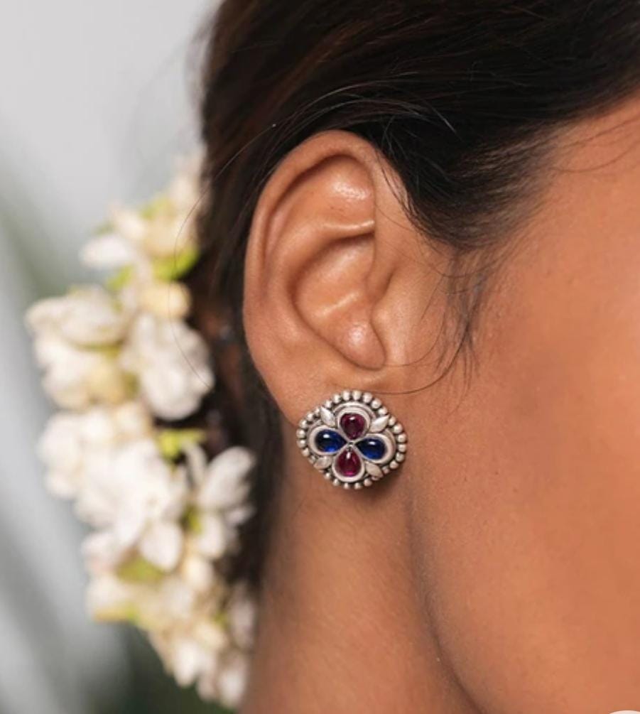 Mira Exquisite Timeless Floral Stud and Regal Ear-Cuff Earrings