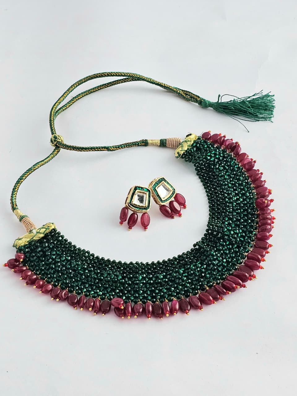 Emerald Ruby Cascade Necklace Set