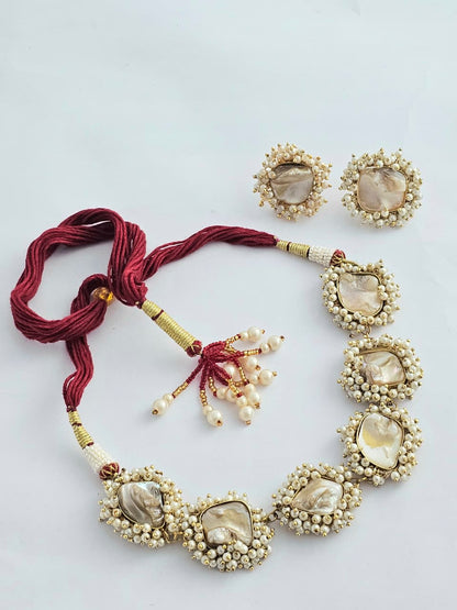 Lustre MOP Charm Necklace Set