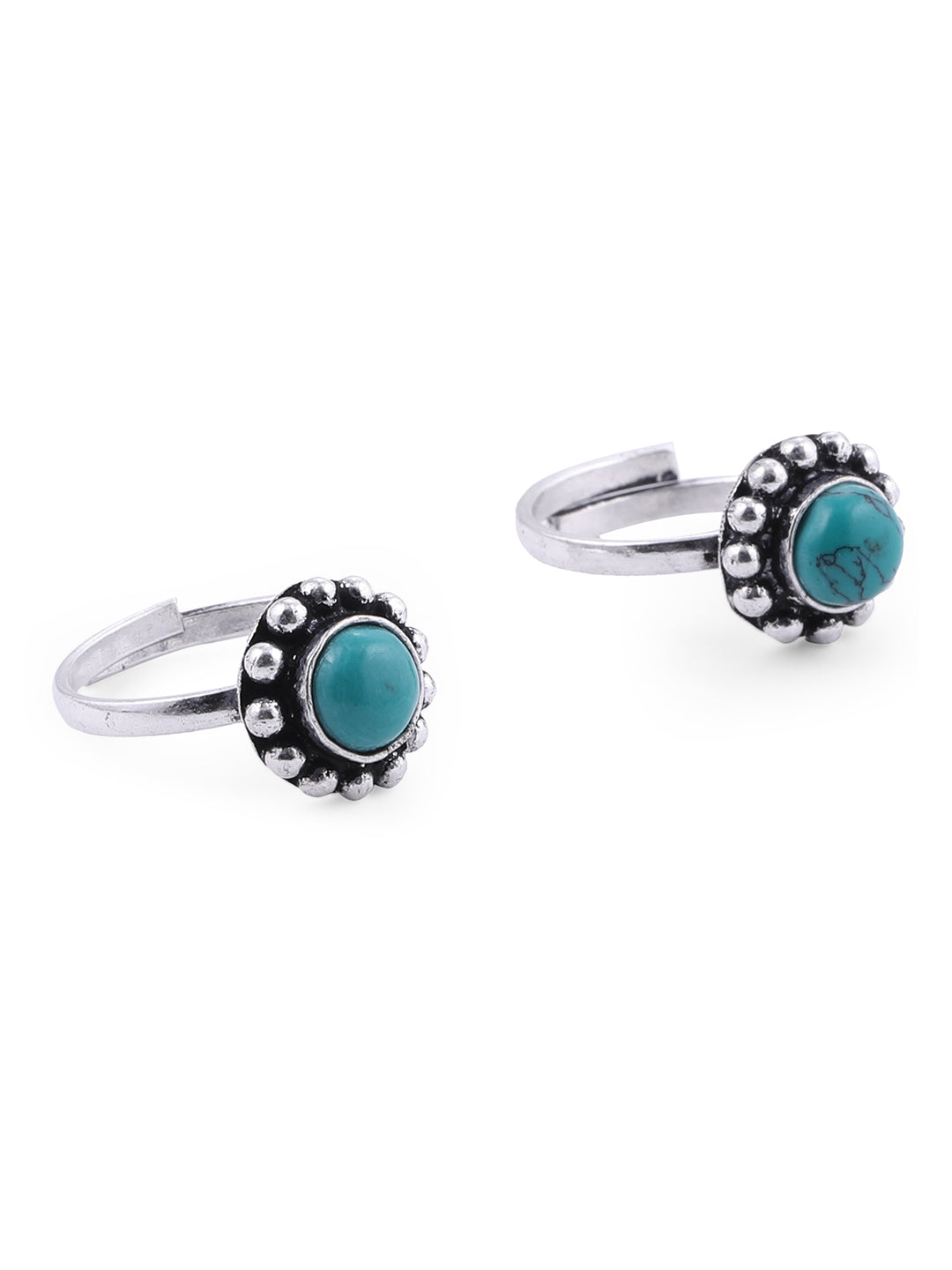 Womens Silver  Turqouise Blue German toe ring