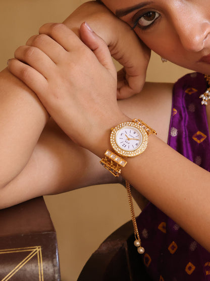 Kundan Elegance Bracelet Watch