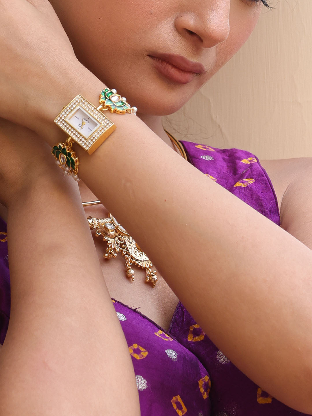 Lotus Glow Square Dial Watch