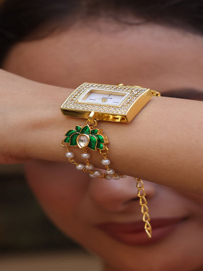 Lotus Glow Square Dial Watch