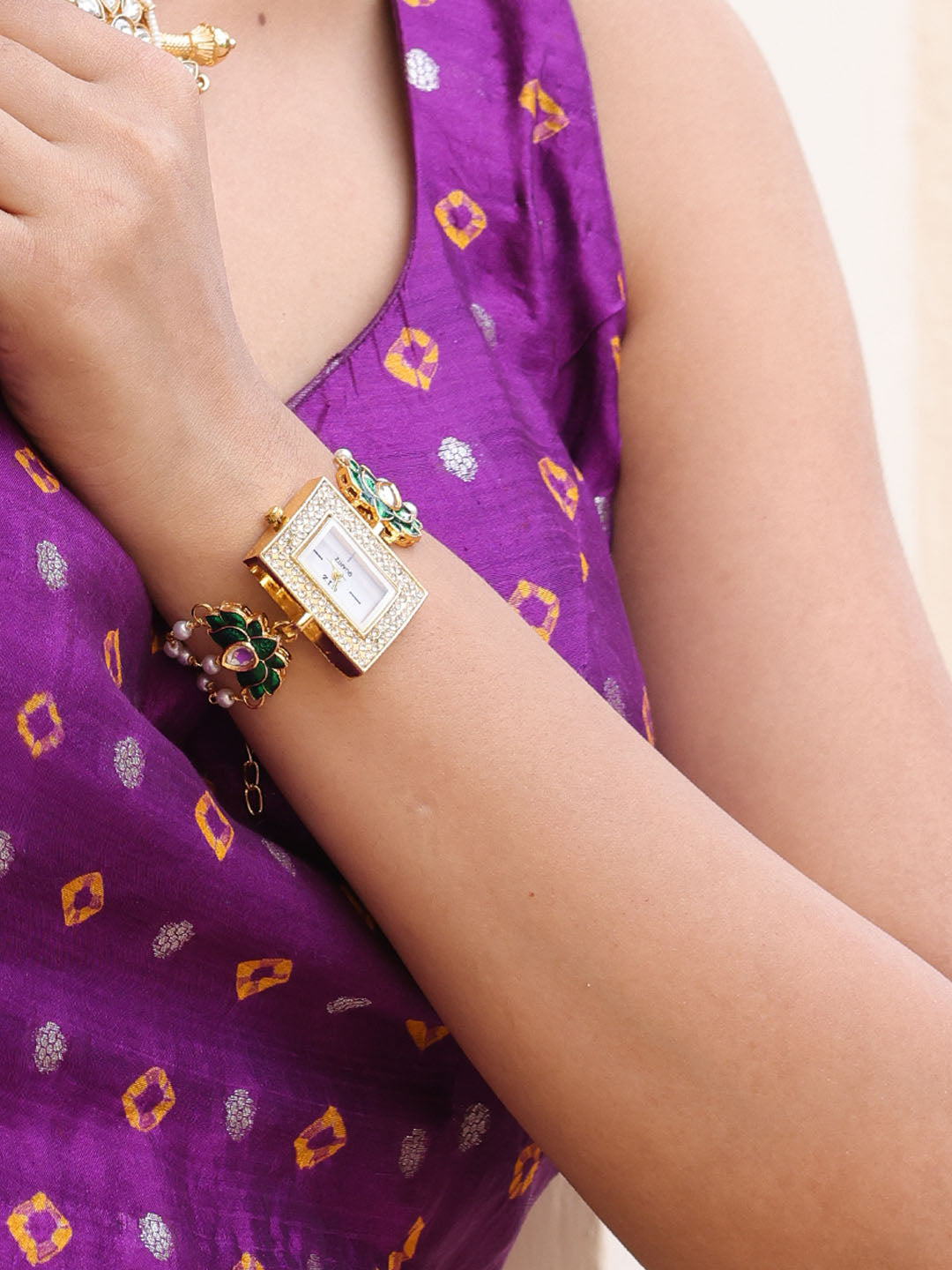 Lotus Glow Square Dial Watch