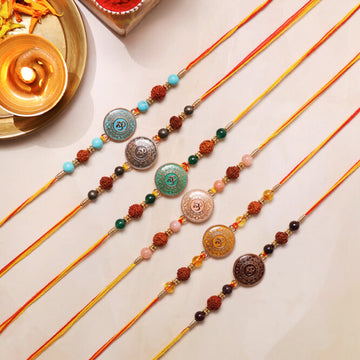 Om Round Charm Rakhi Set