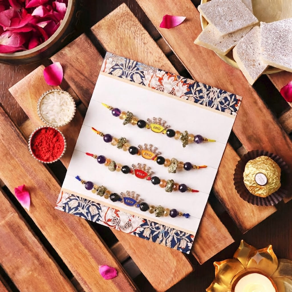 Health, Wealth and Protection Rakhi Set