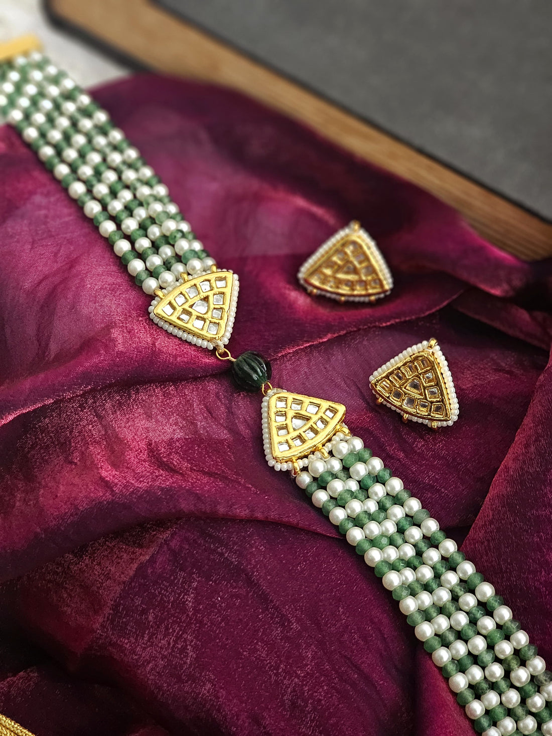Mehreen Green Onyx Kundan Choker Set