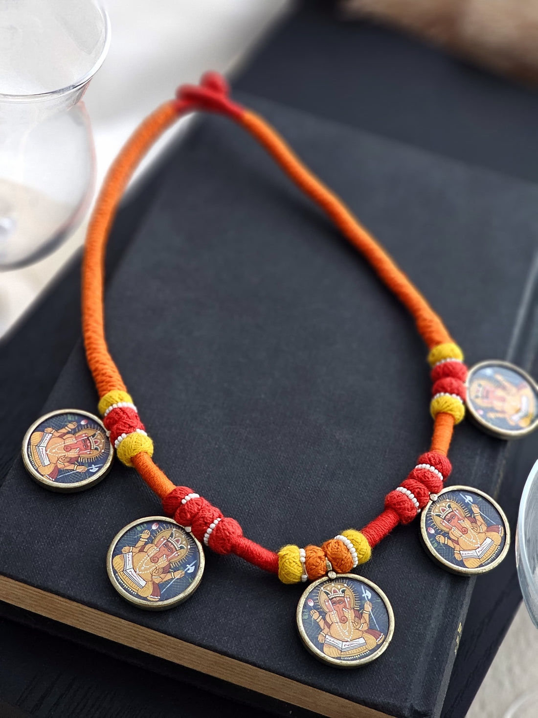 Women Red Silver-Toned Temple Jewellery Set