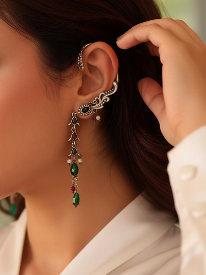 Binnis wardrobe german silver multicolour antique karnful earring