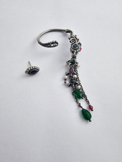 Binnis wardrobe german silver multicolour antique karnful earring