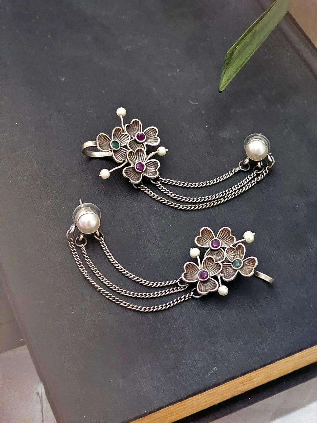 Radhika Elegant Floral Silver Earcuff Earring