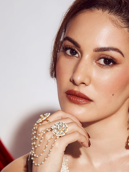 Eshmi Lustrous Pearl And Kundan Grace Ring