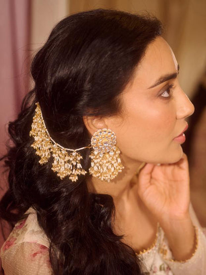 White Serenity Eternal Pachi Kundan Earchain