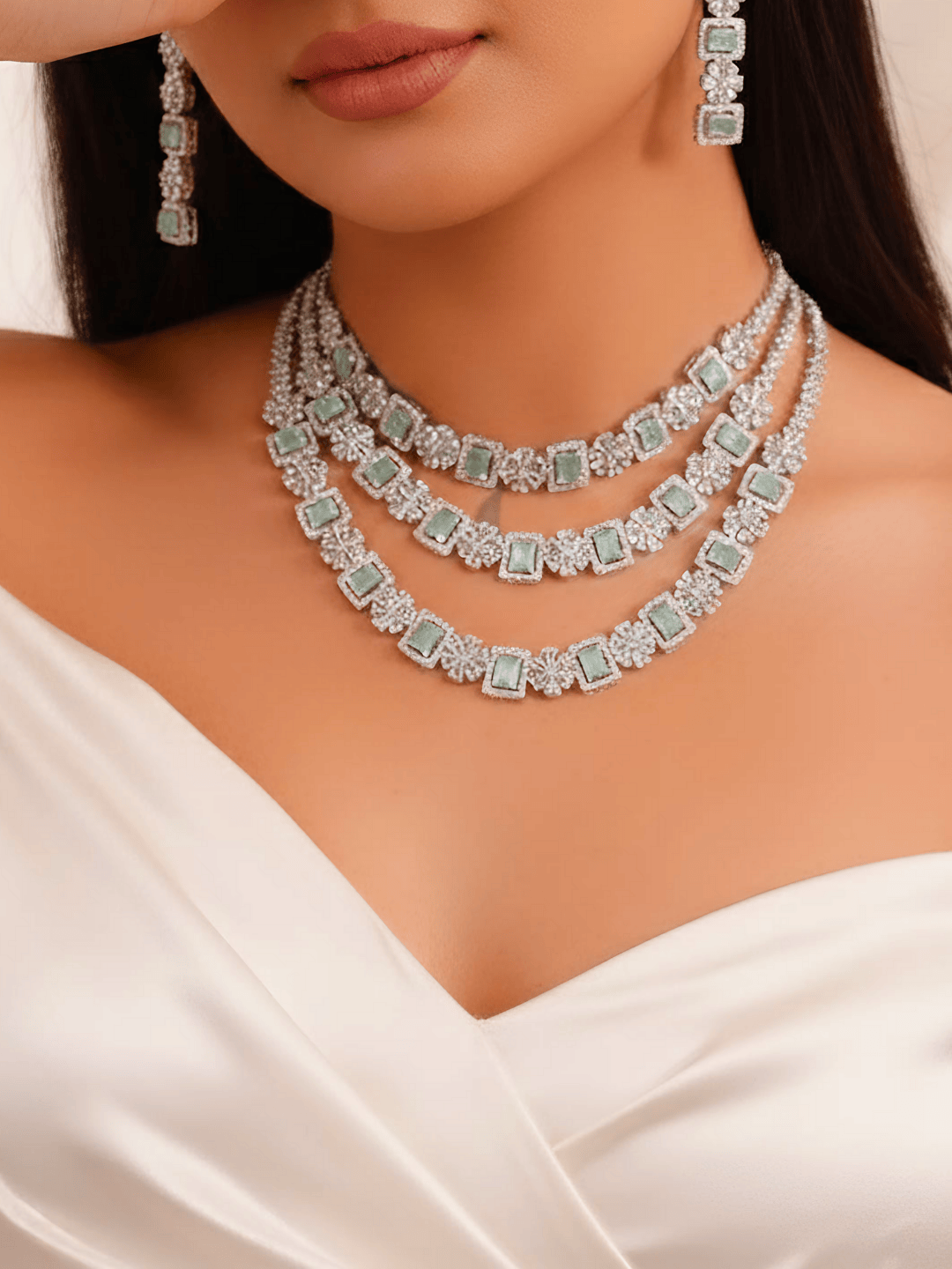 Mint Blossom AD Necklace Set