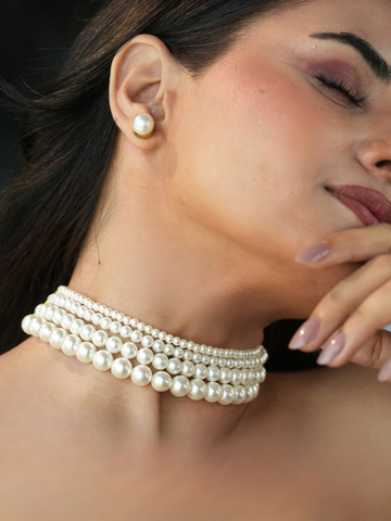 Multi-Layered Semi-Precious Pearl Choker
