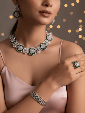 Emerald Blossom AD Jewelry Set