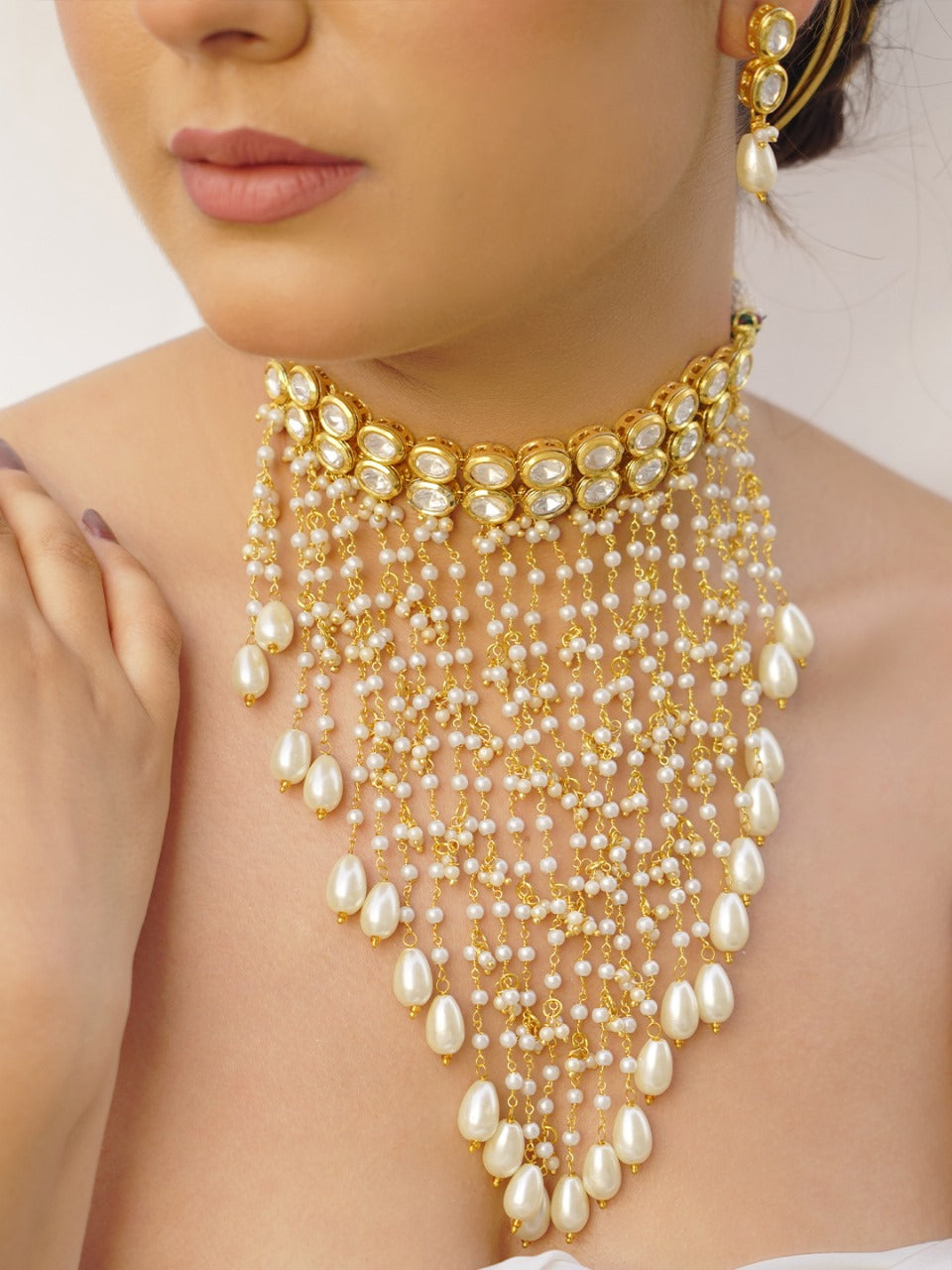 Pearl Cascade Kundan Necklace