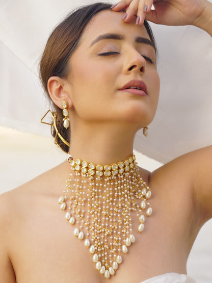 Pearl Cascade Kundan Necklace