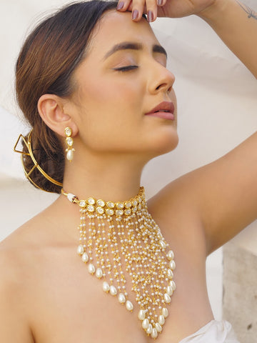 Pearl Cascade Kundan Necklace