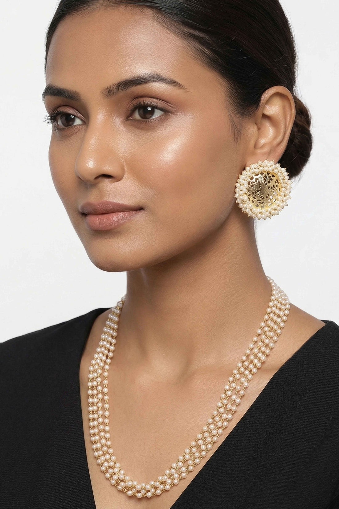 Amogha Handcrafted Multi Strand Pearl Necklace Set