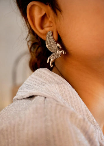 Vaanya Breezy Ethereal Pegasus Brass Ear Studs