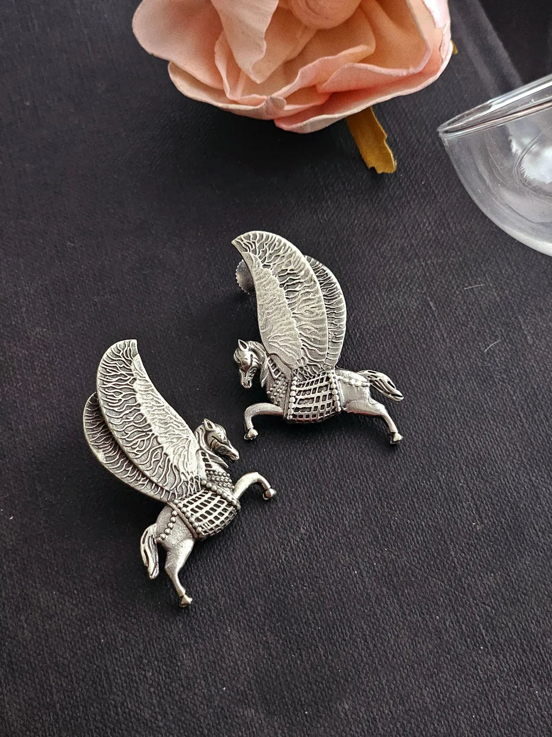 Vaanya Breezy Ethereal Pegasus Brass Ear Studs