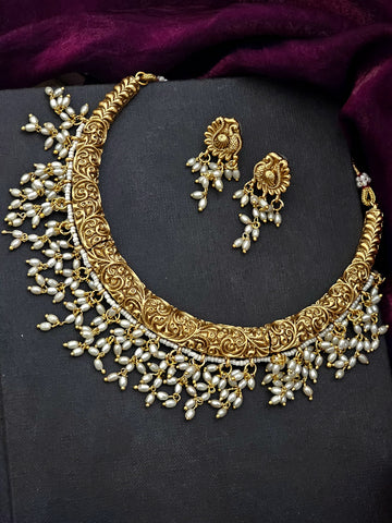 Ivory Grace Carved Pearl Necklace Set