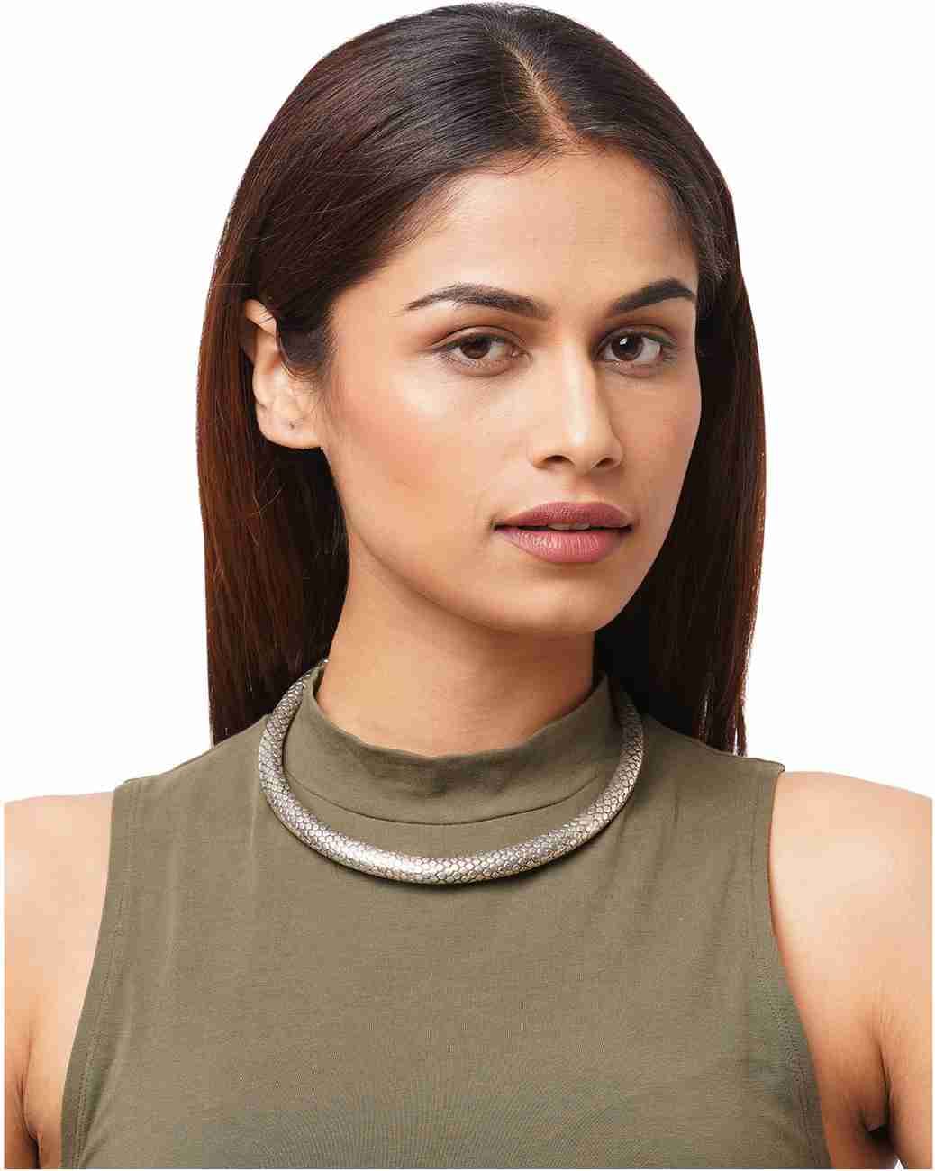 German Silver Quilted Pattern Hasuri Necklace