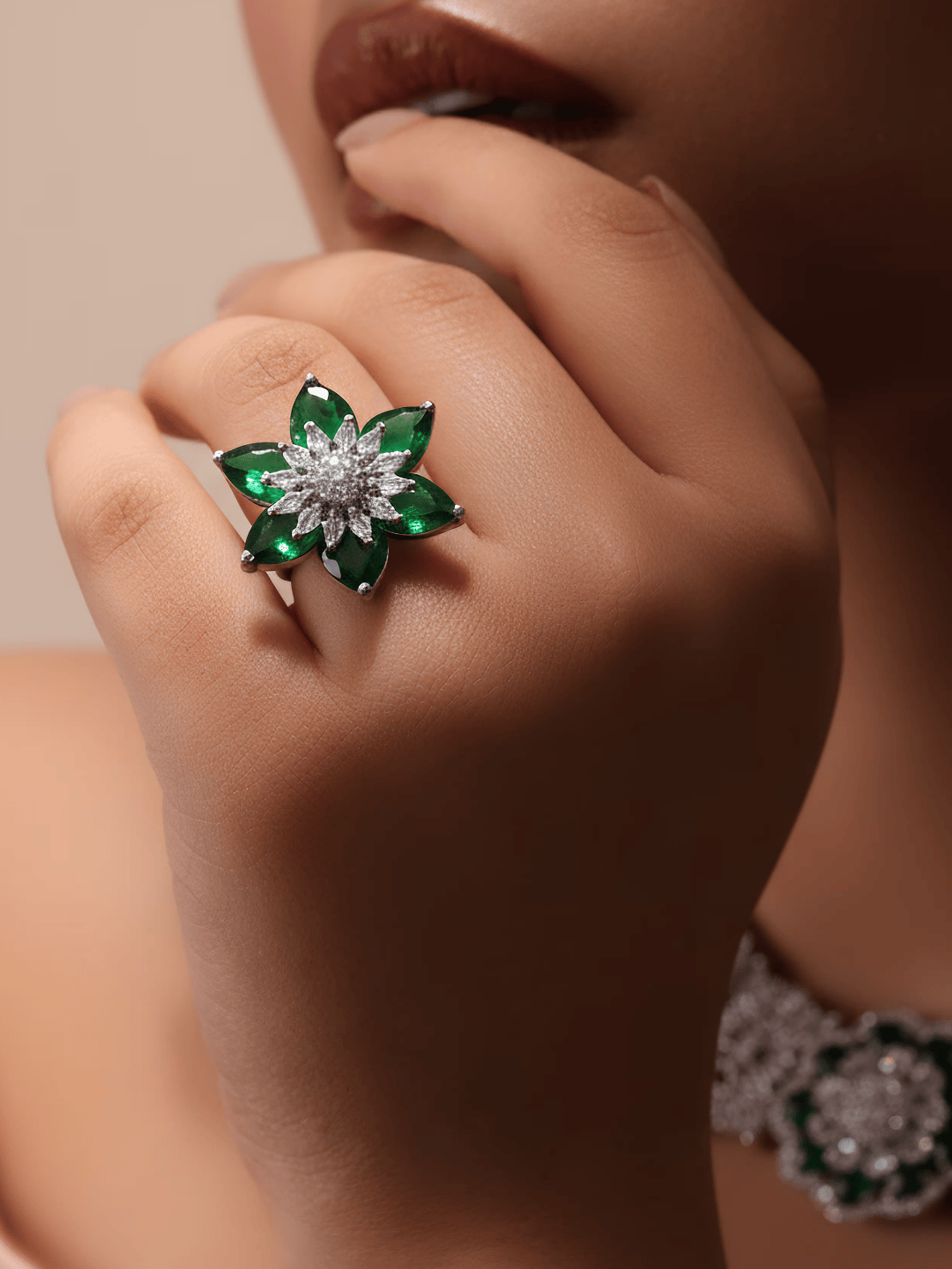 Emerald Petal AD Ring