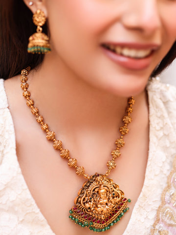 Divine Lakshmi Brass Necklace Set