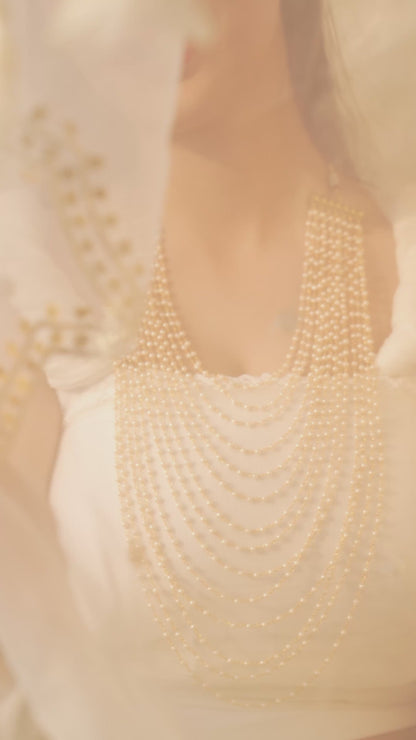 Riva Ethereal Multi-Layered Pearl Statement Necklace