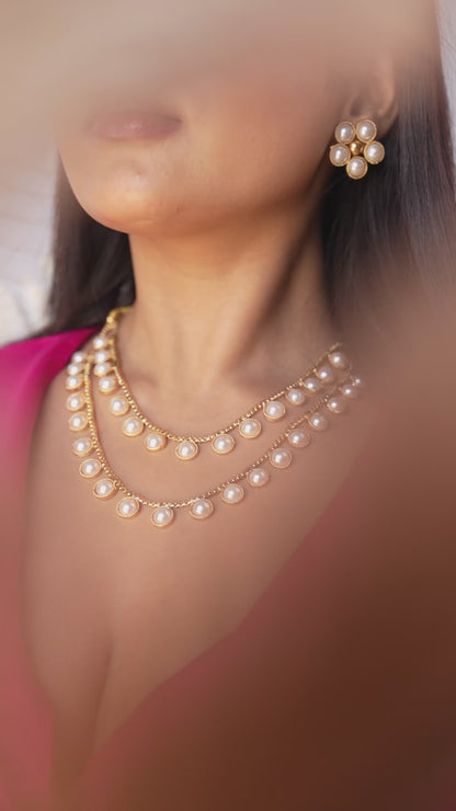 Veya Layered Pearl Necklace Set