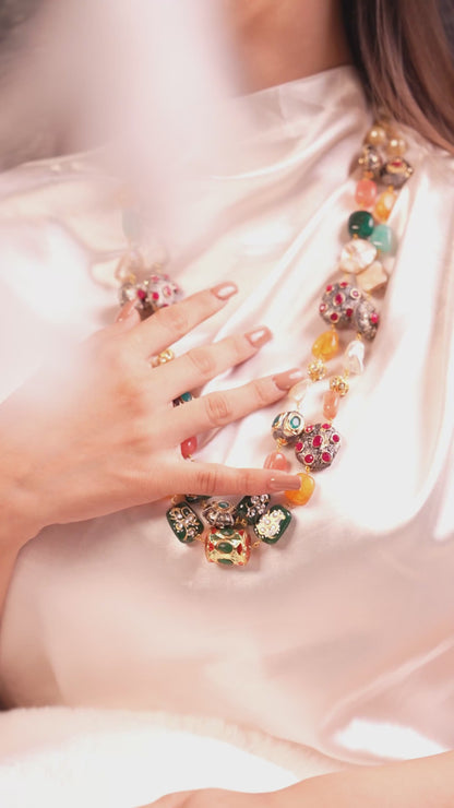 Soraya Mother Of Pearl And Quartz Necklace Set