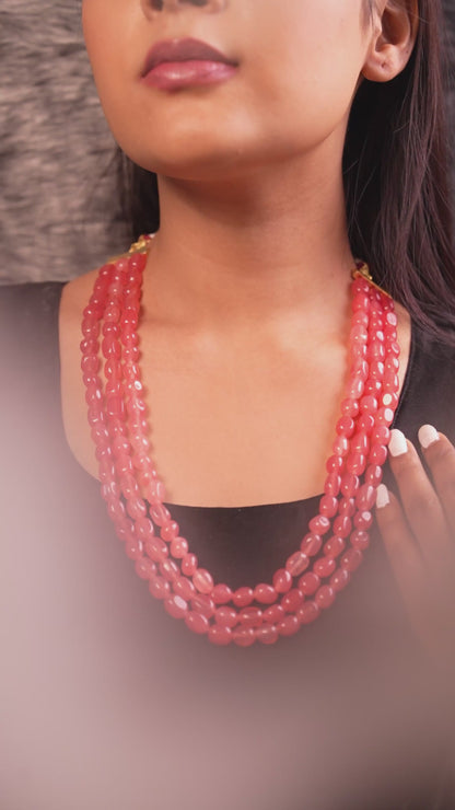 Blush Blossom Luxe Pink Quartz Stone Necklace