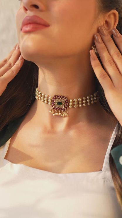 Radiant Pearl & Kundan Choker Set