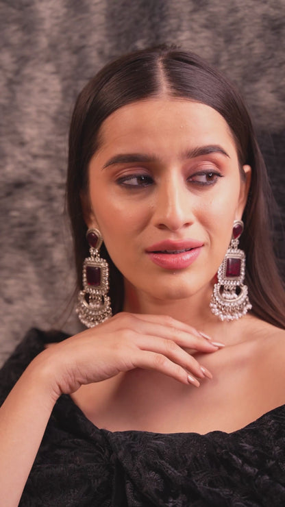 Crimson Gem Dangle Earrings