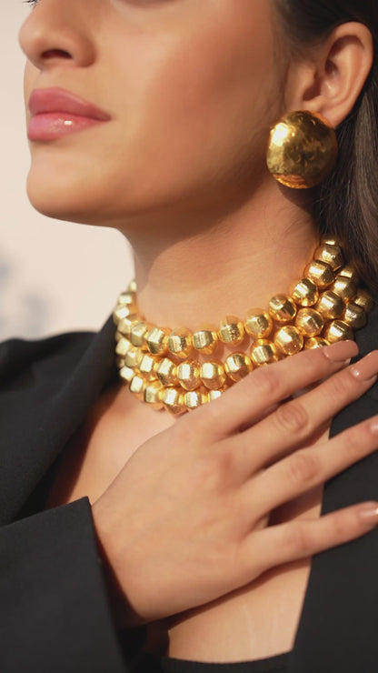 Golden Zara Beaded Choker Set